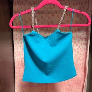 House of Harlow 1960 Blue Camisole with Glitter Straps